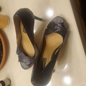 Ann Taylor Snake Skin Heels Open Toe Size 8M